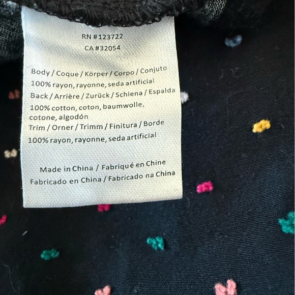 Anthropologie One September Black Blanche Floral Embroidered Top - Picture 7 of 7